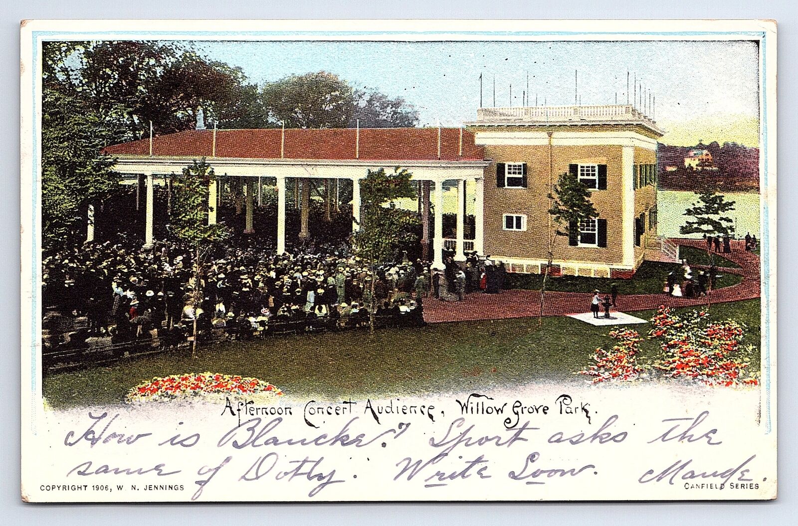 Postcard Afternoon Concert Audience Willow Grove Park Pennsylvania