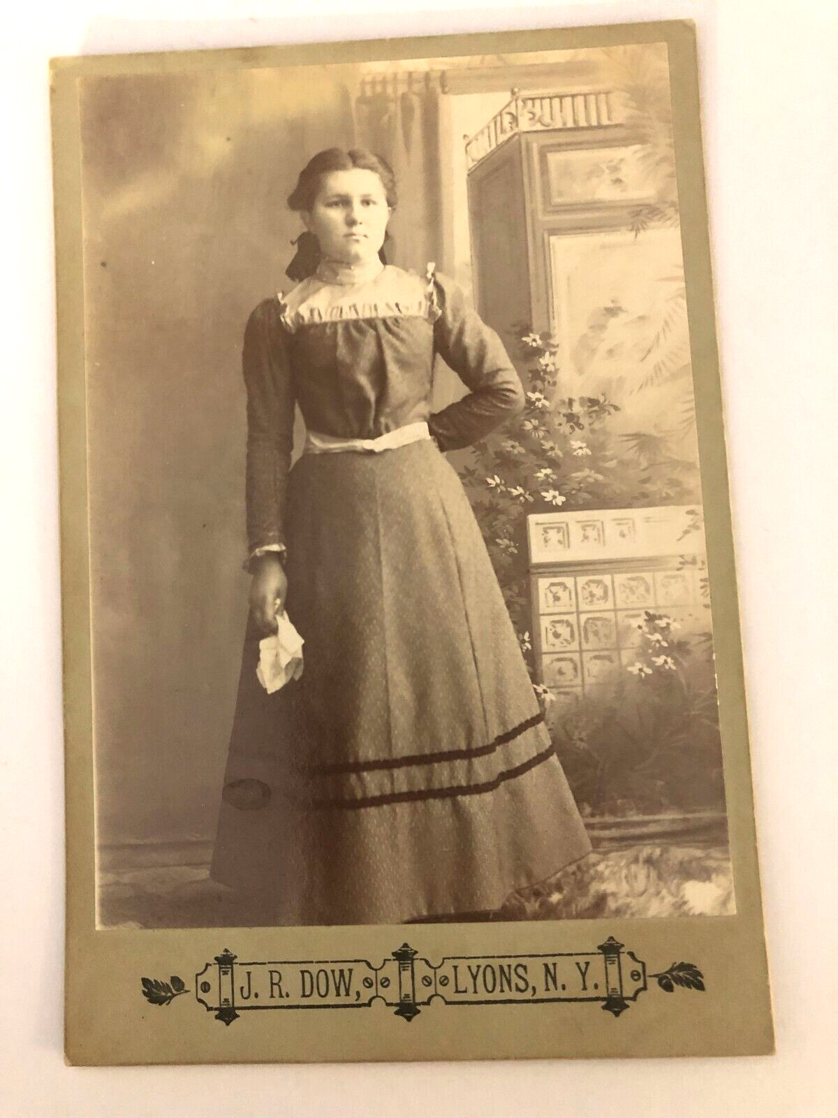 Pretty Young Woman in Fancy  Dress, Cabinet Photo, 6.5 x 4.25\