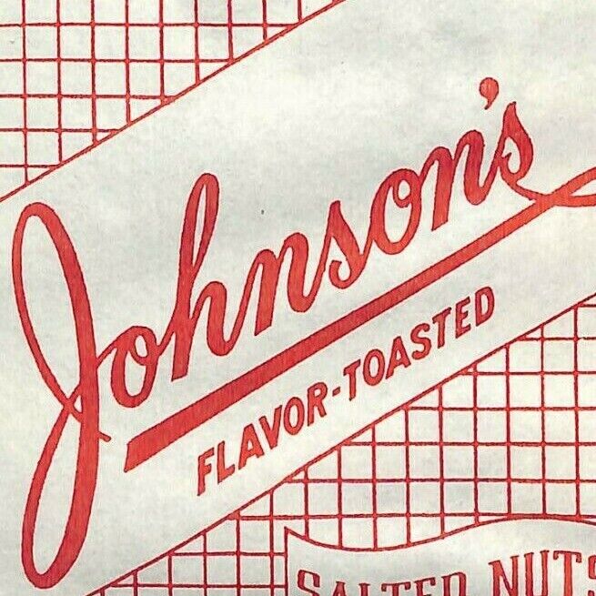 Vintage Johnson\'s Flavor-Toasted Salted Nuts Bag - Unused NOS VGC c1965-70
