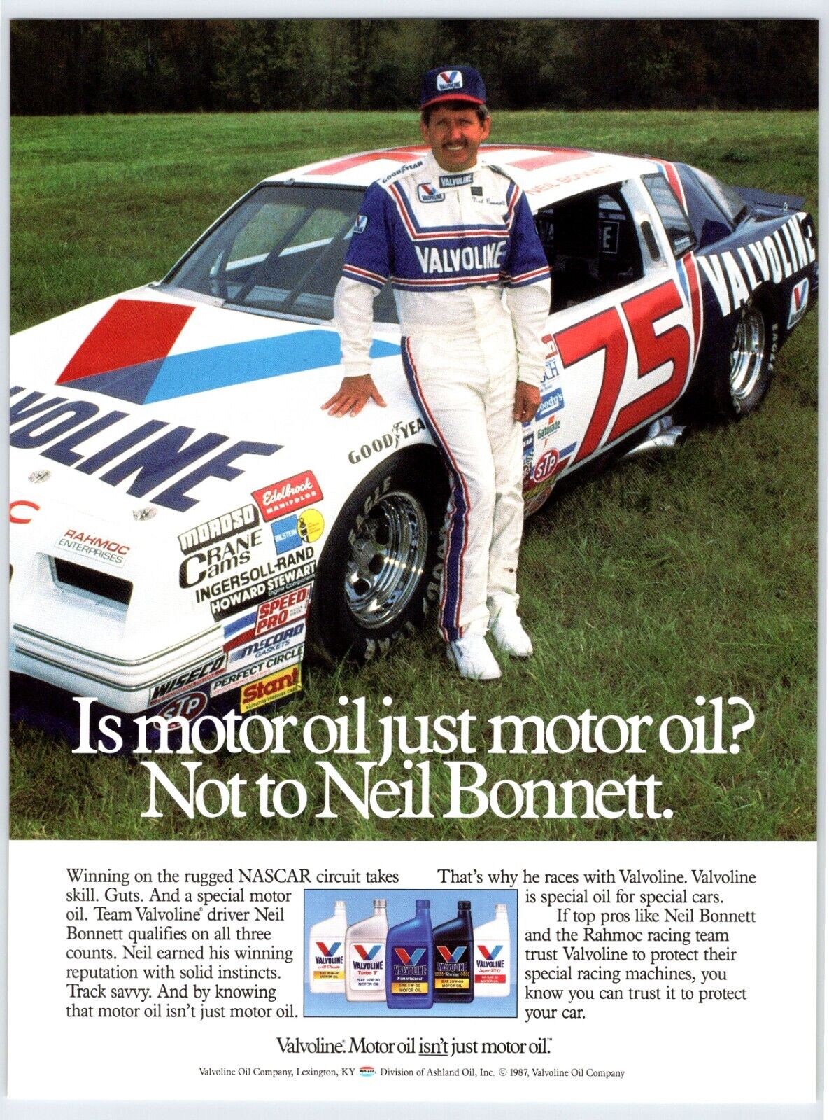 1987 NEIL BONNETT VALVOLINE RACING CAR Vintage 8.5\