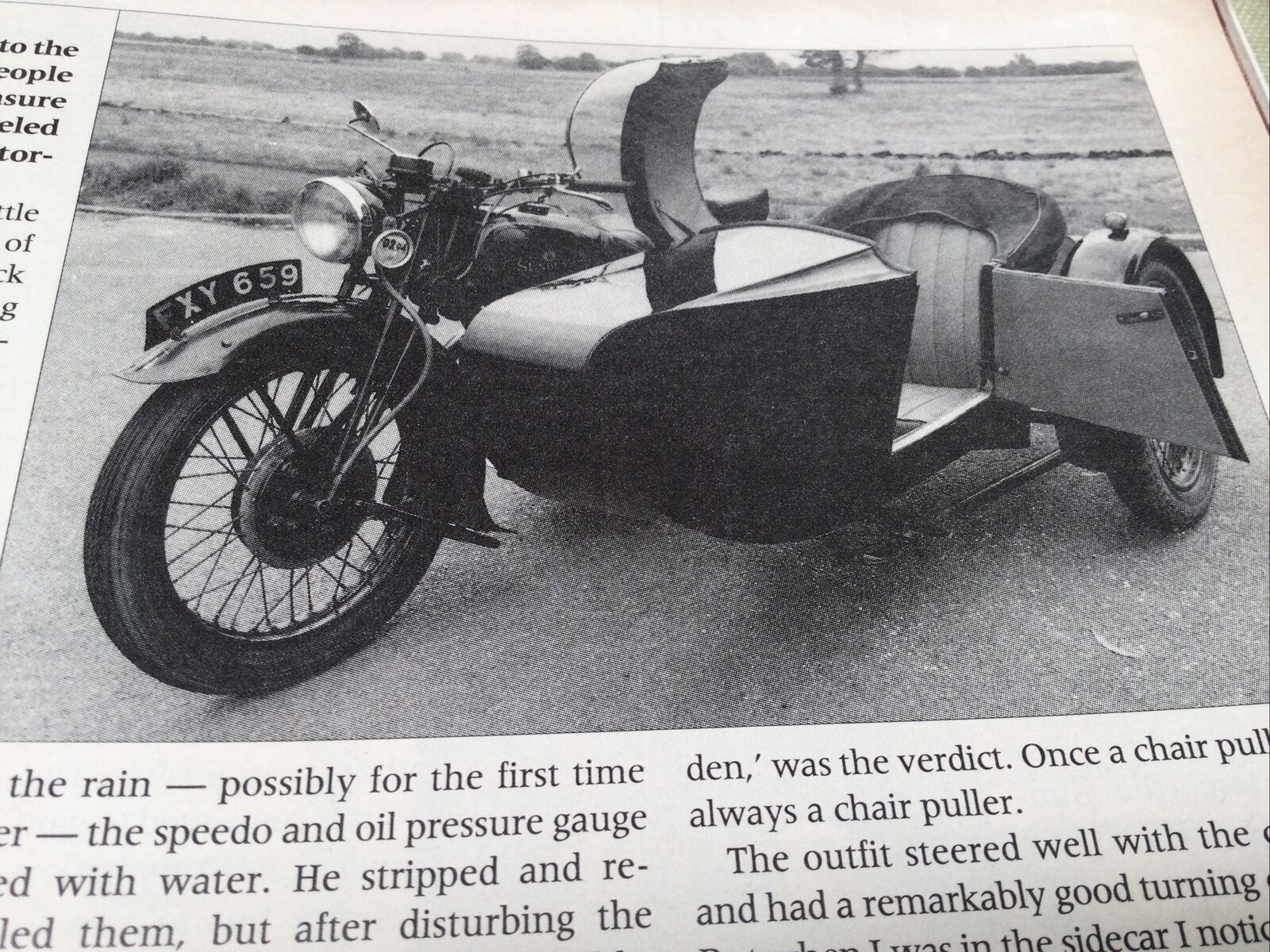 SUNBEAM SWALLOW SIDECAR OUTFIT COMBINATION MOTORCYCLE MAGAZINE ARTICLE.