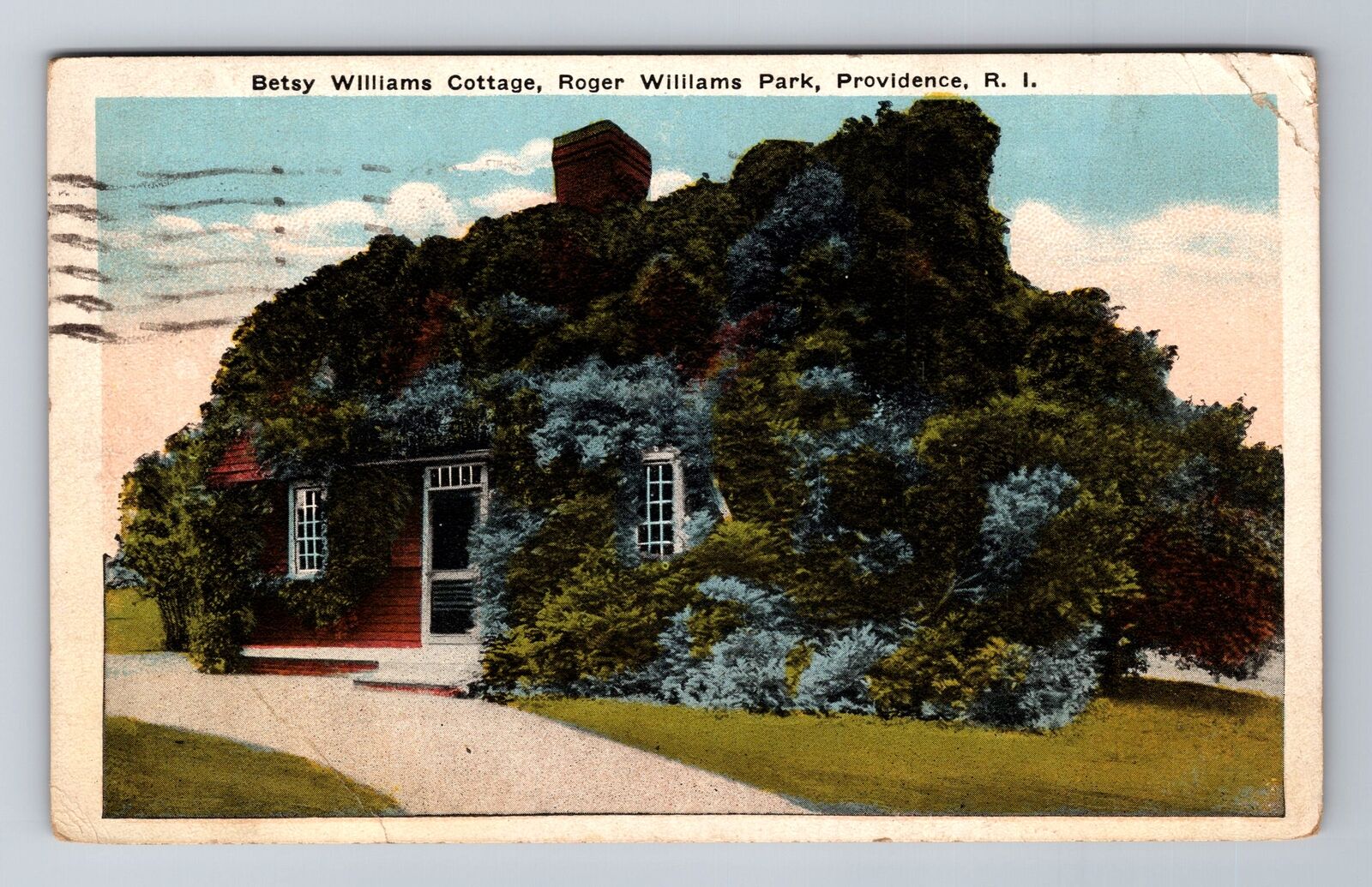 Providence RI-Rhode Island, Betsy Williams Cottage, Park Vintage Postcard