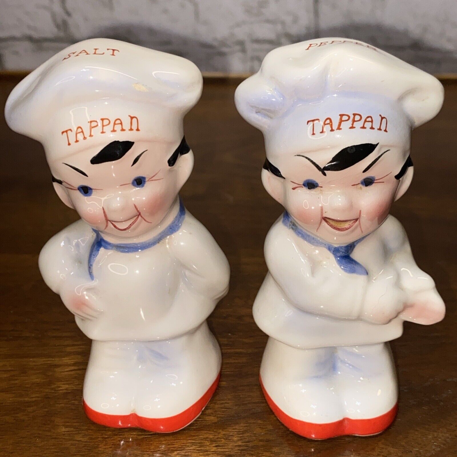 Vintage 1950s TAPPAN Advertising CHEFS Salt & Pepper S&P Shaker Set MCM JAPAN