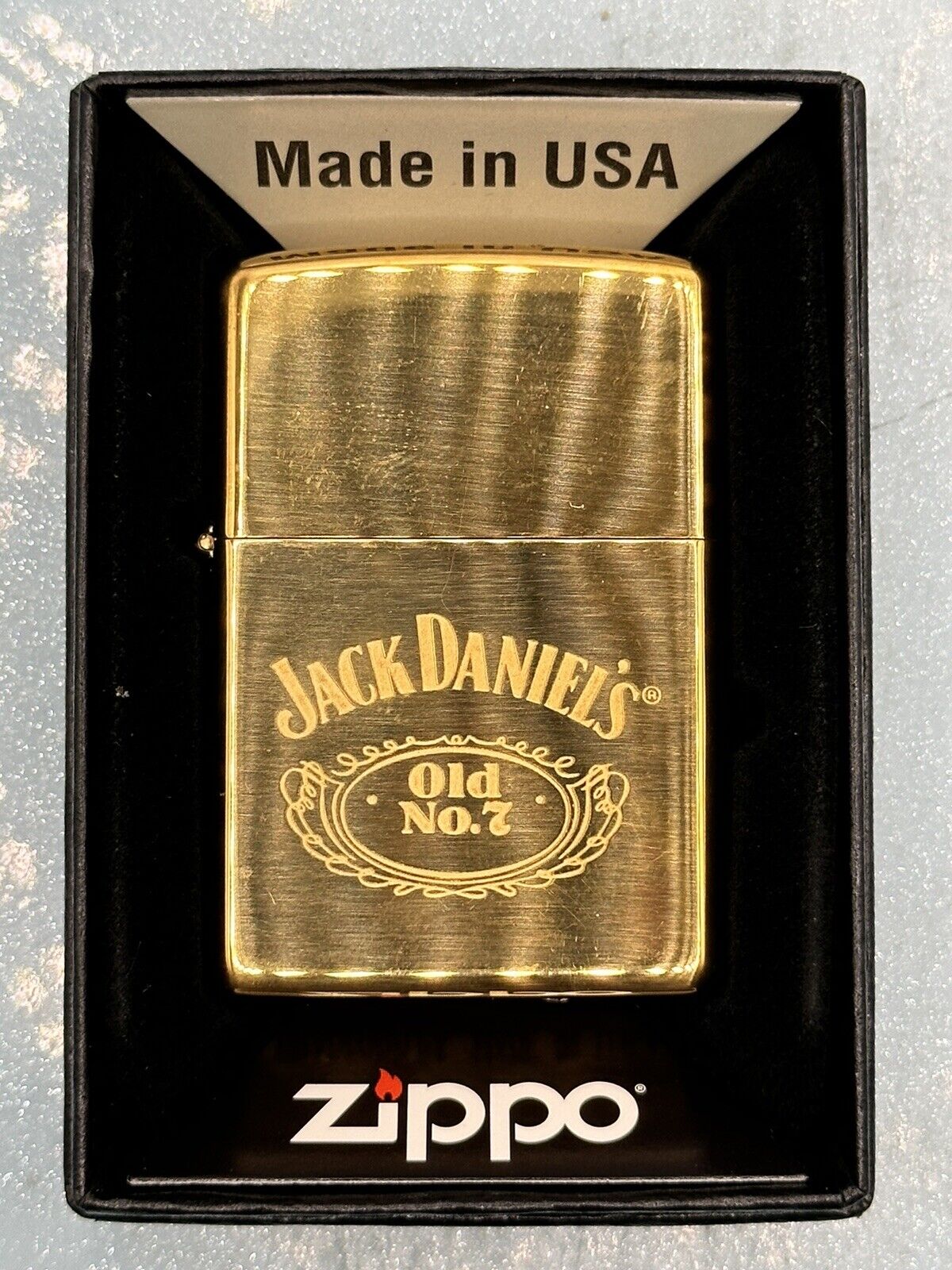 Vintage 1997 Jack Daniel’s Old No 7 High Polish Brass Zippo Lighter NEW