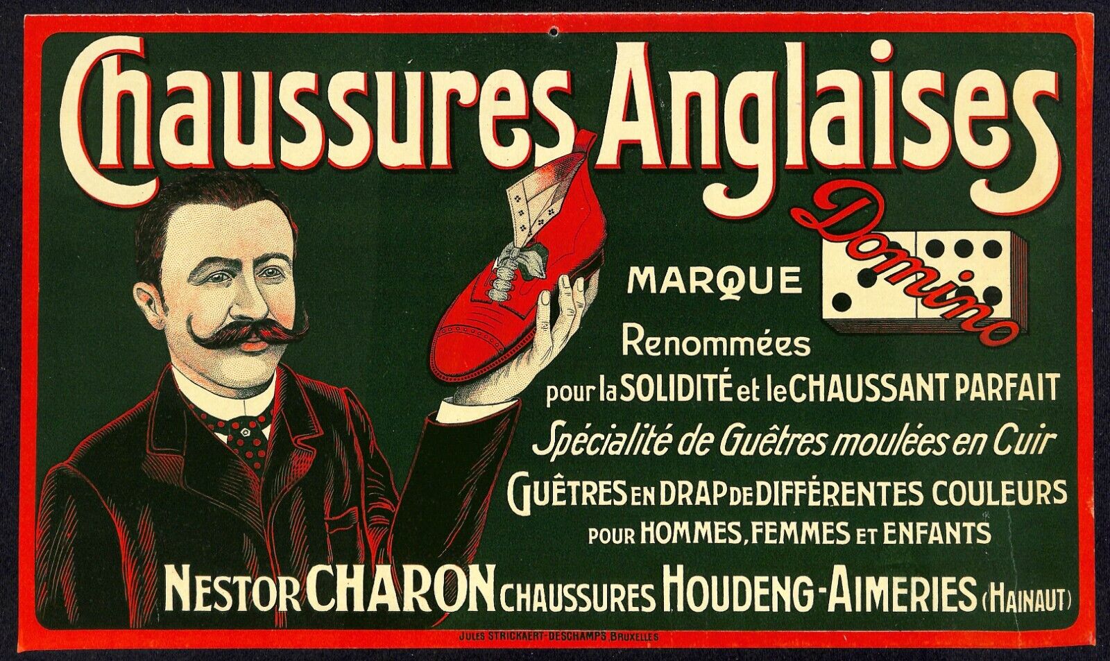 Vintage French Poster Sign - Chaussures Anglaises (English Shoes) c1960's-70's