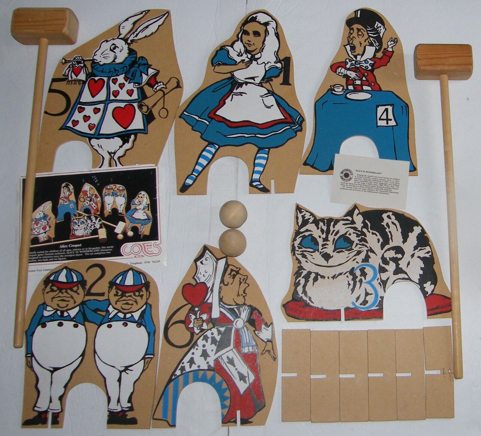 Vtg 80s English Alice Wonderland Wooden Croquet Game Set Smithsonian Coles Toy