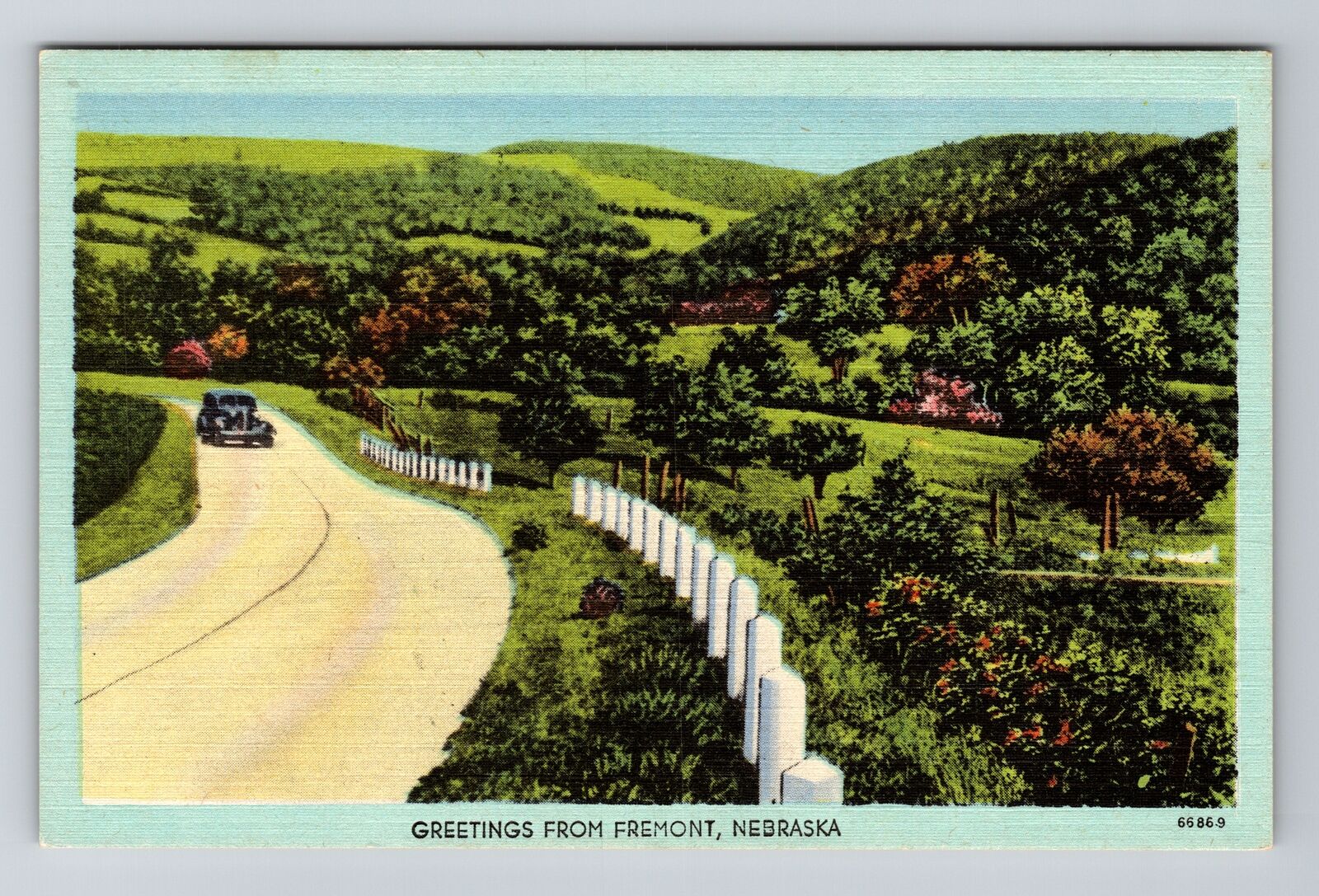 Fremont NE-Nebraska, Scenic Greetings, Drive, Fields, Vintage Postcard