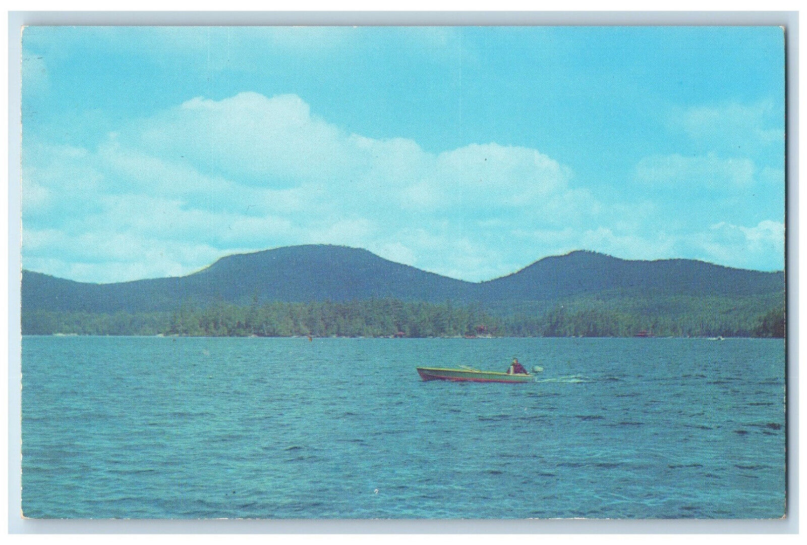 c1950's Blue Mountain Lake with Thatcher and Boris Islands New York NY Postcard
