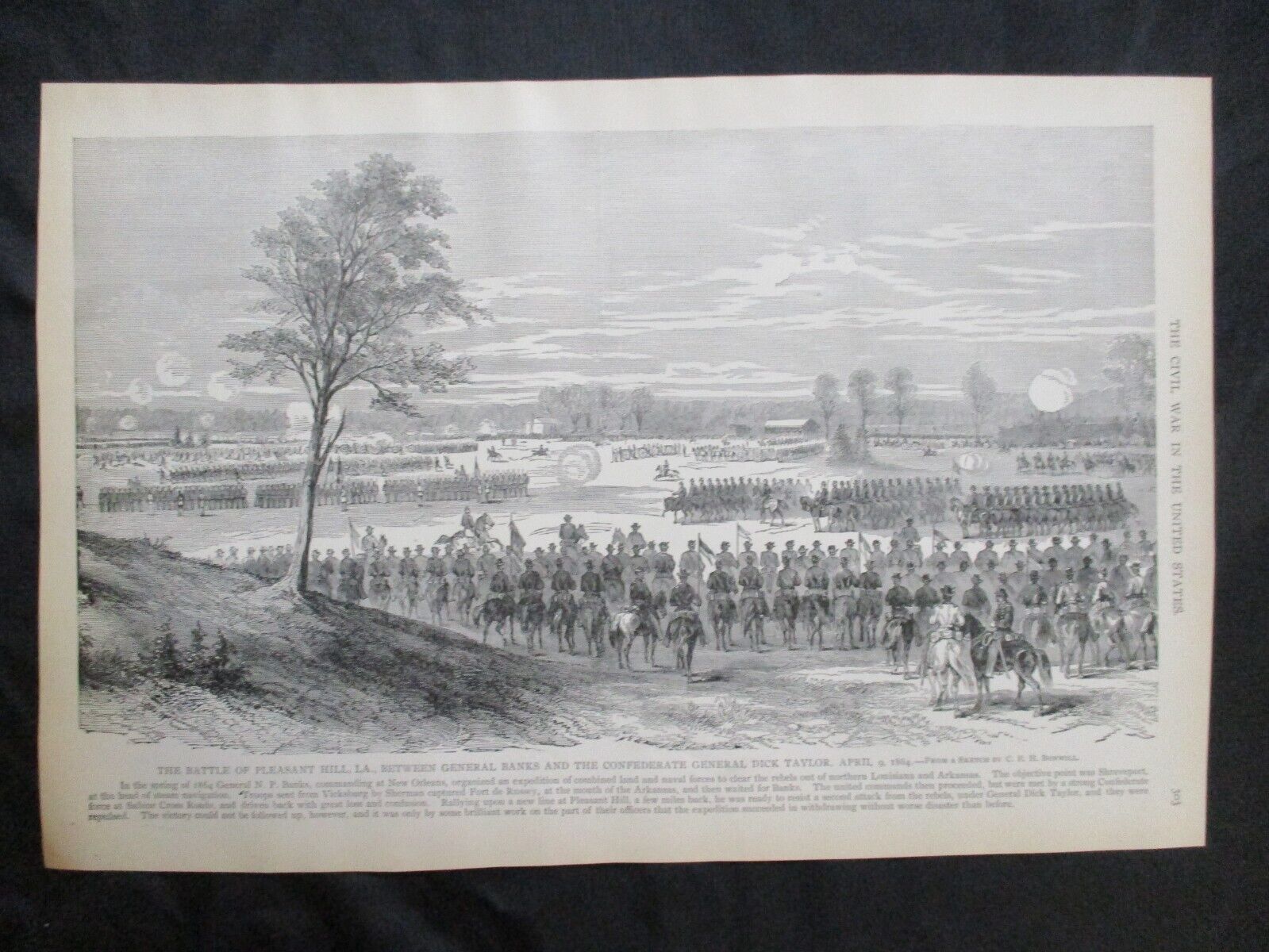 1884 Civil War Print - Battle of Pleasant Hill, Louisiana, April 9, 1864