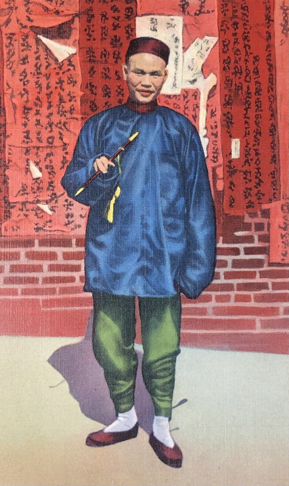 Chinatown Soothsayer San Francisco California Postcard c1940 Ethnic Costume 