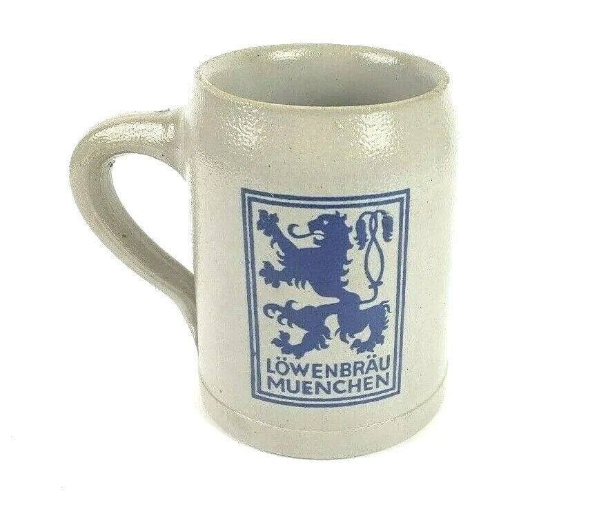 Lowenbrau Muenchen NYC Rathskeller Gray .5 Liter German Beer Mug Vintage 