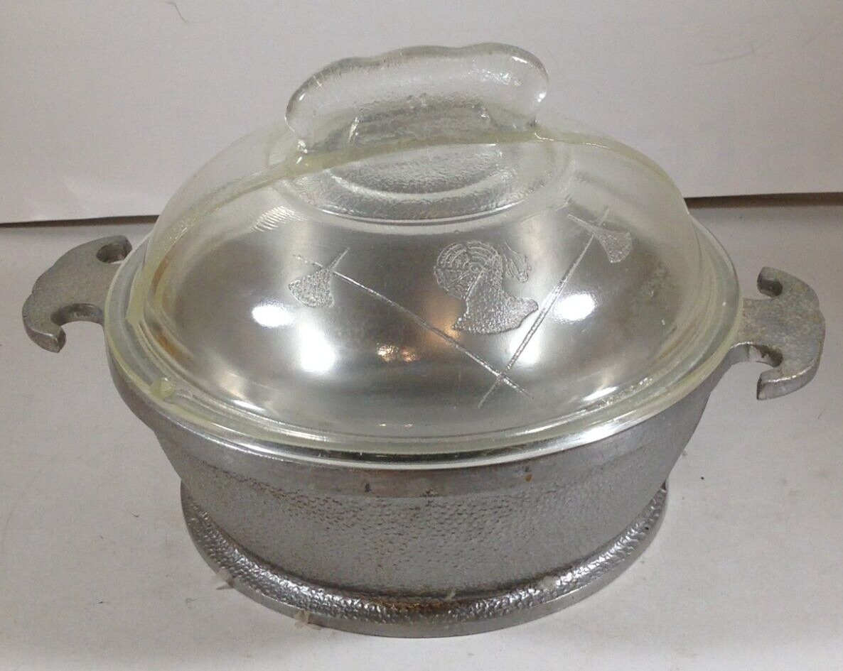 Vintage Guardian Service Cast Aluminum Bowl 6-1/2” with Glass Lid