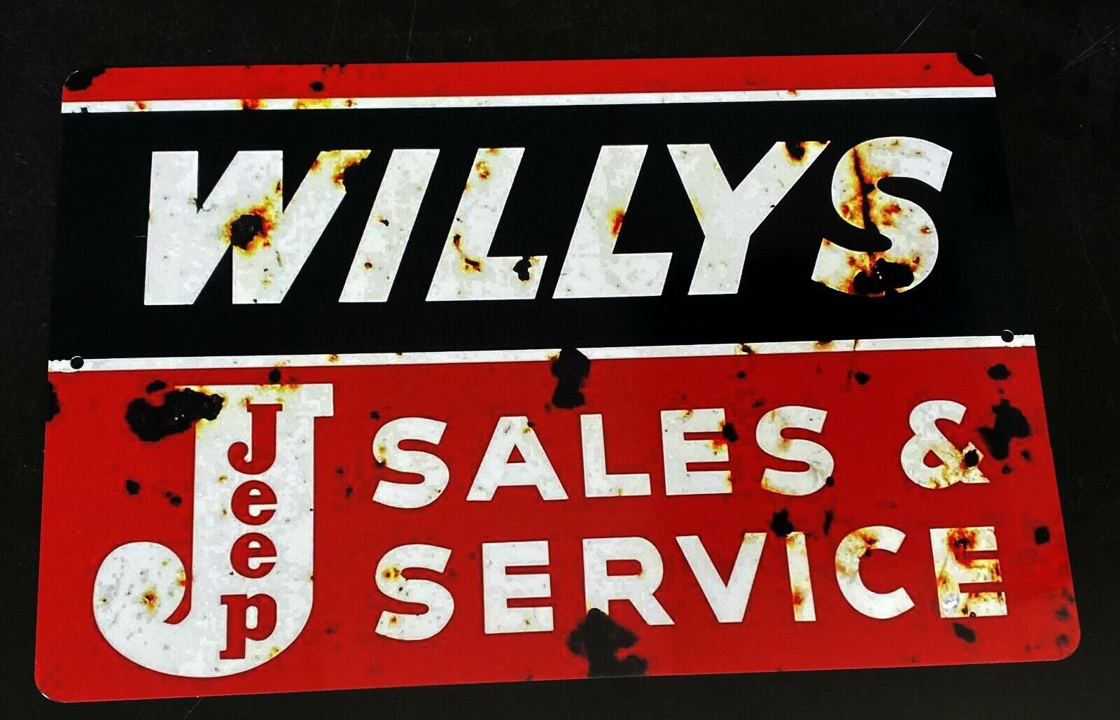 Nostalgic Willys Jeep Sales & Service Aluminum Tin Metal Sign 12x18 Large Size