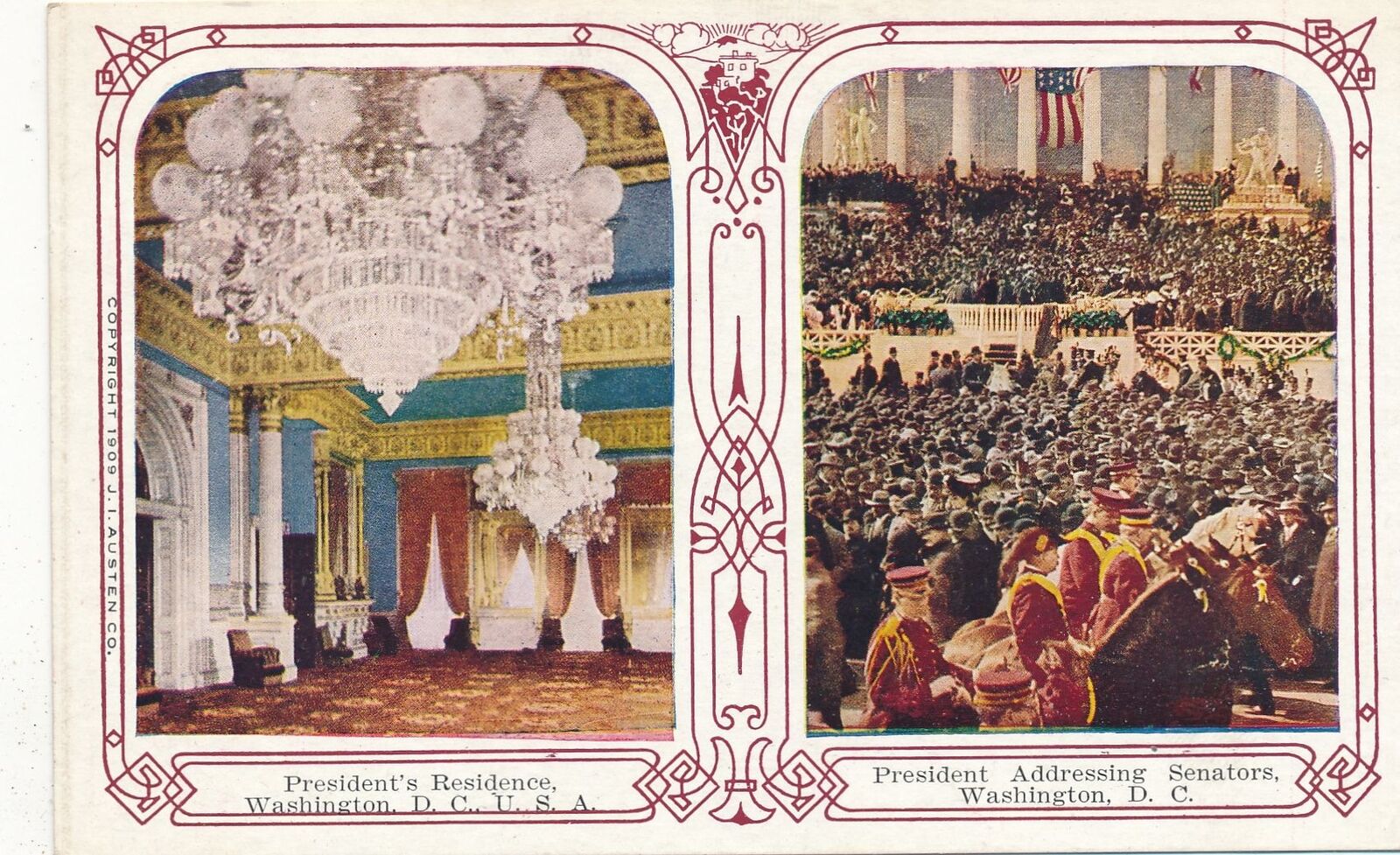 WASHINGTON DC - President's Residence and President Addressing Senators Postcard