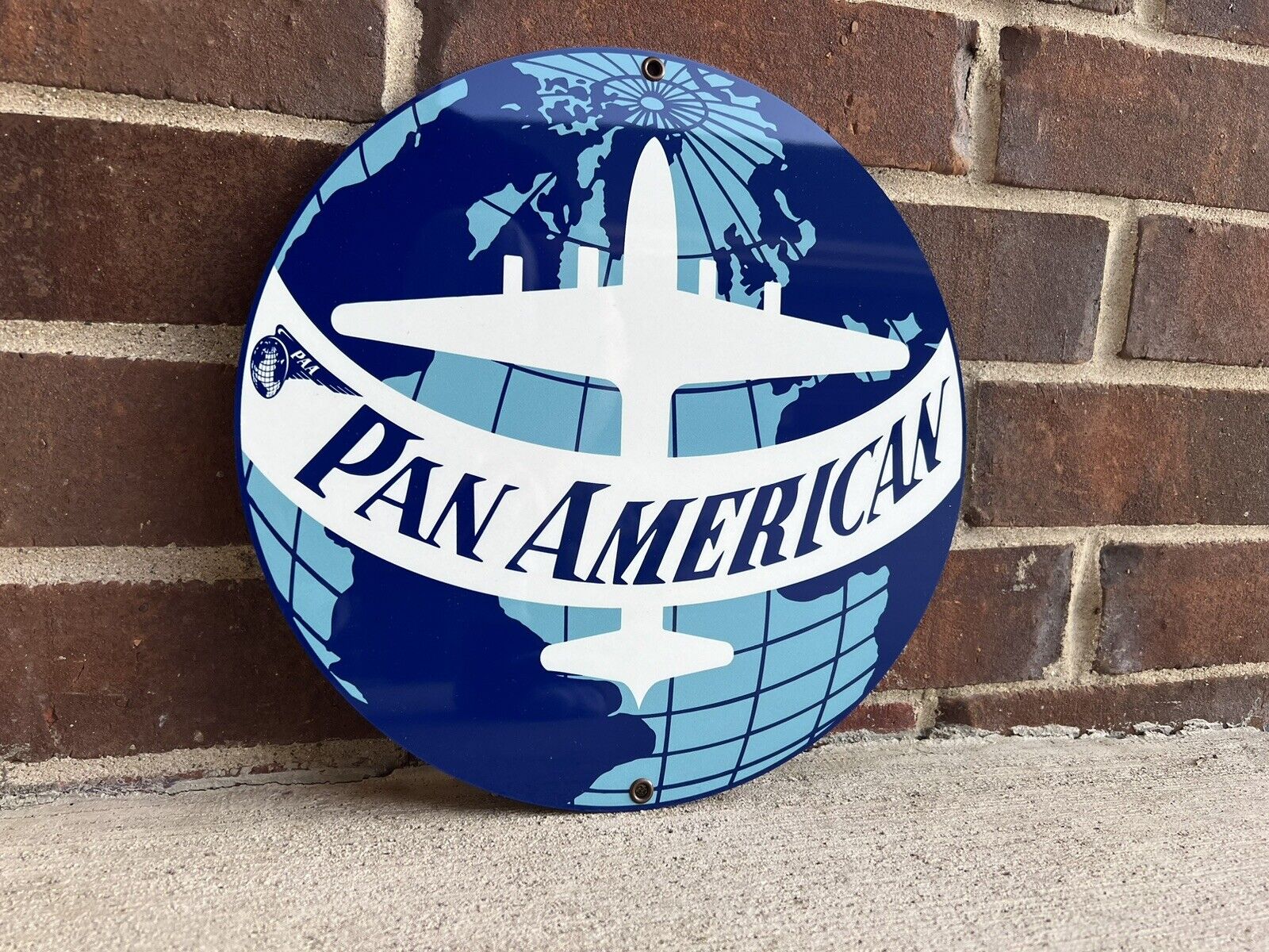 PANAM Airlines Pan American  Aluminum  round metal sign