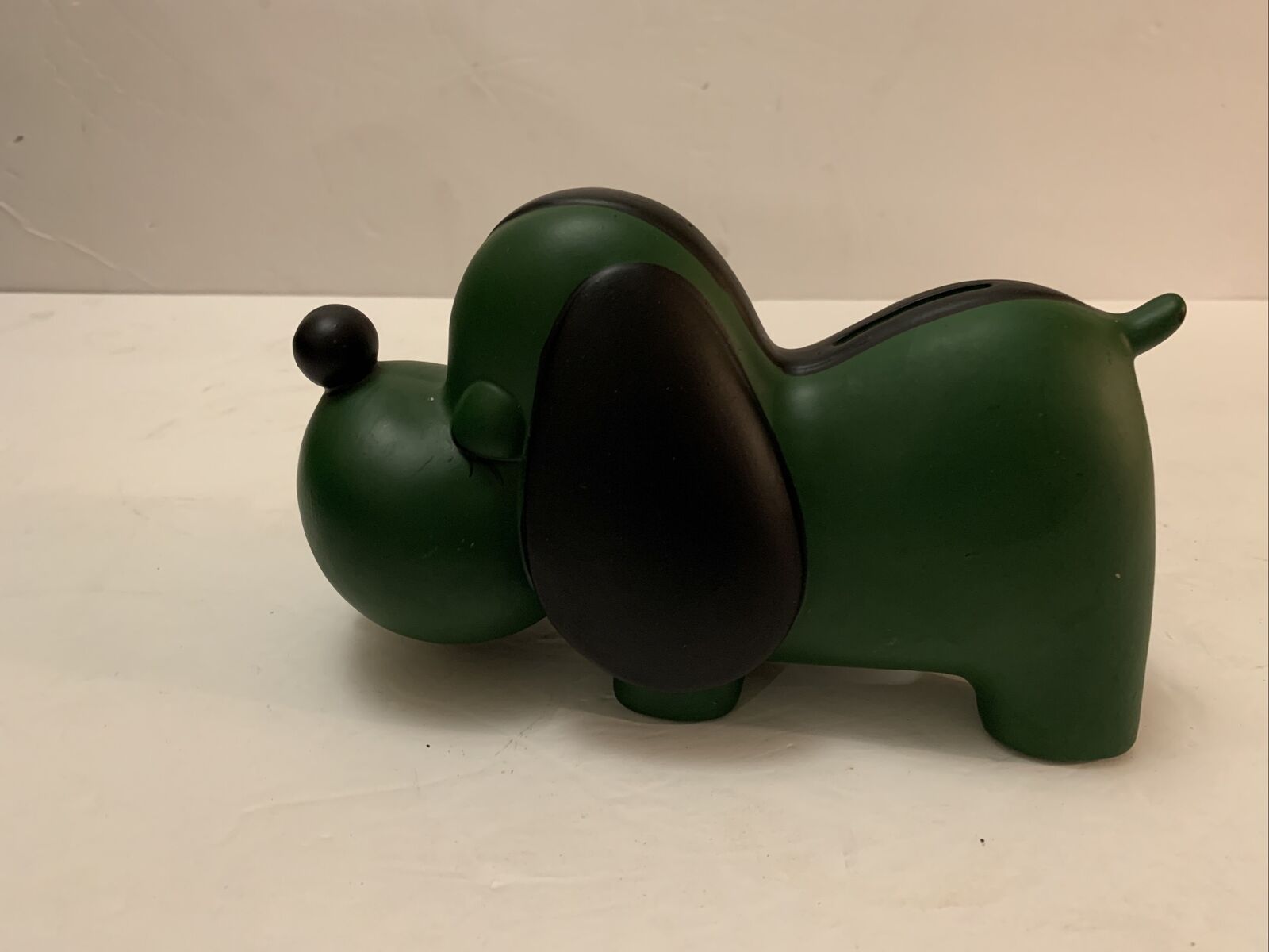 Peanuts SNOOPY Green Ceramic Coin Money Penny Piggy Bank Japan 7” Vintage