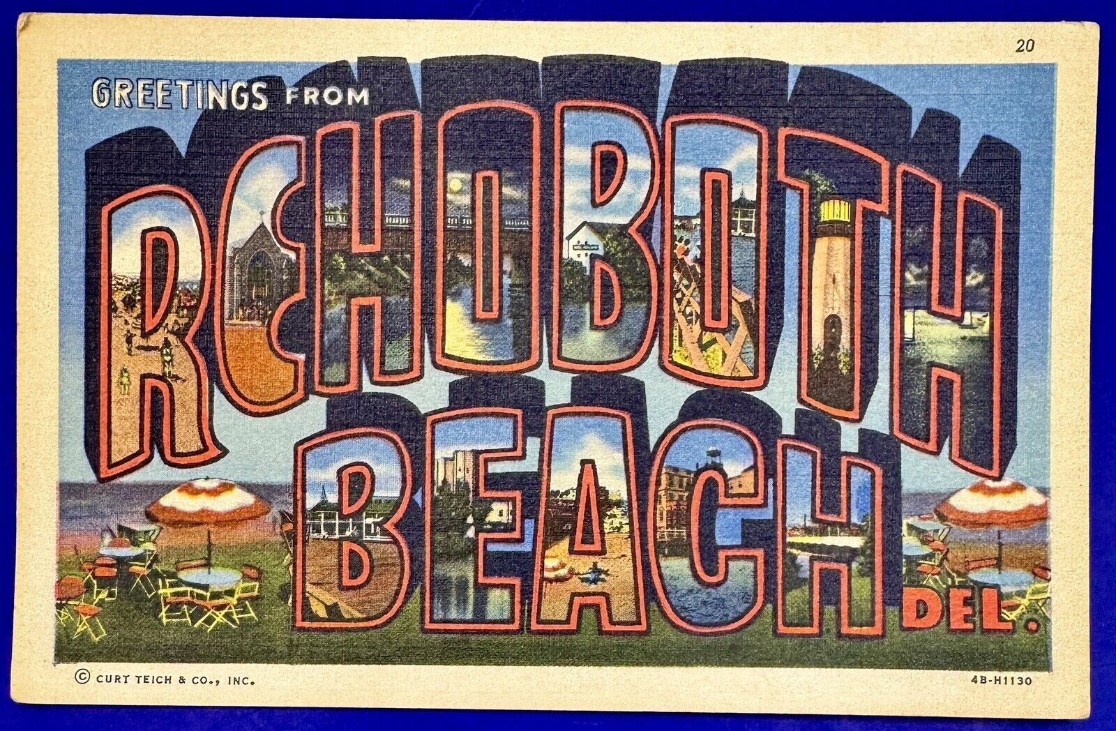 Rehoboth Beach Delaware Greetings From Vintage Postcard