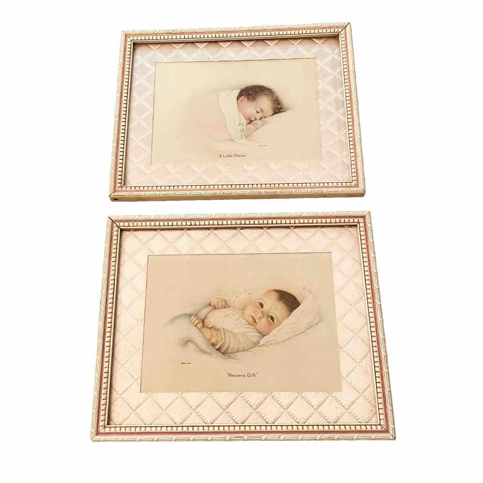 Antique Baby Picture Prints From 1932 In Original Frames. Very Sweet For Nursery