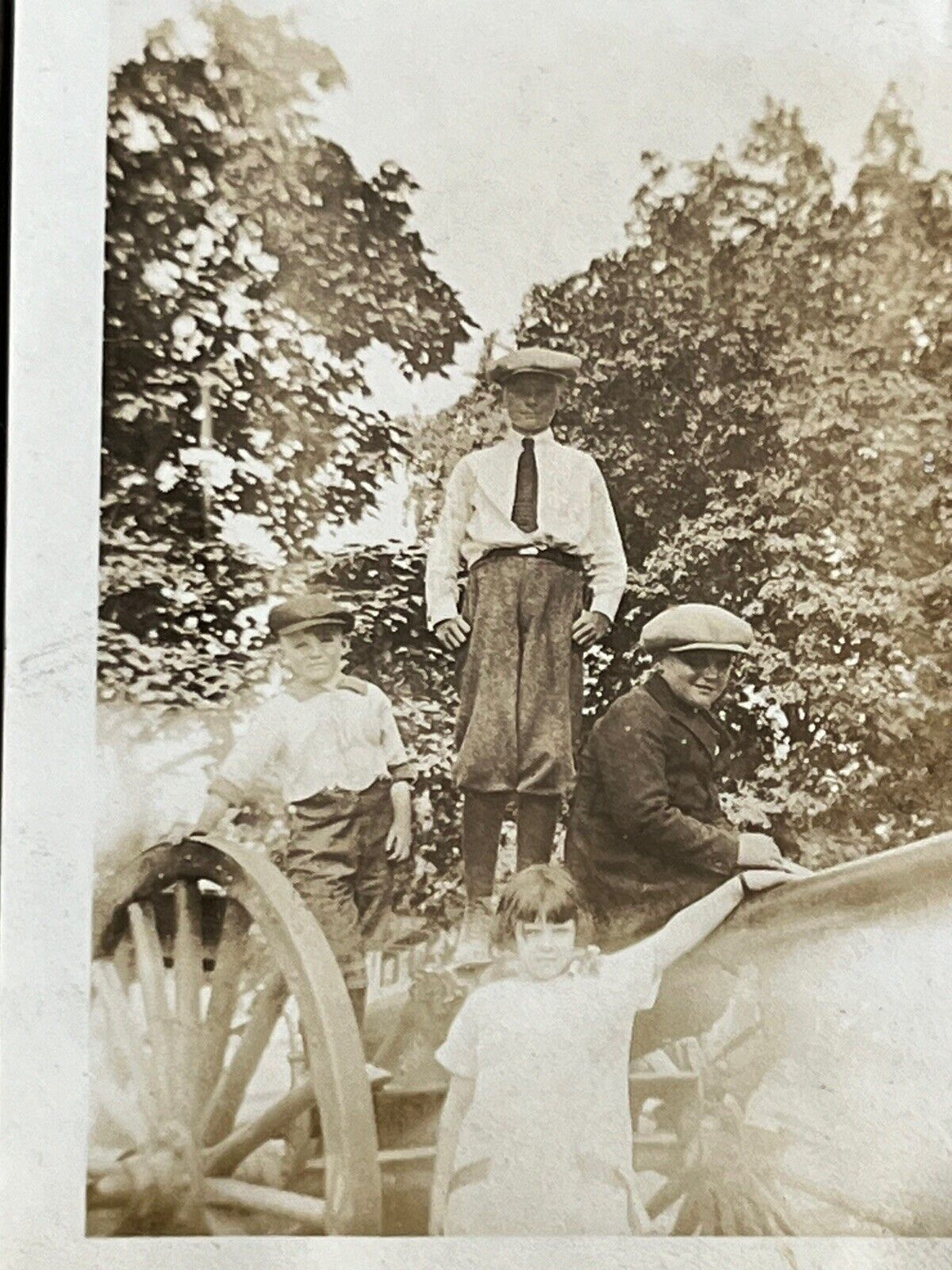 Vintage photograph Gettysburg Pa Kids Standing on a Cannon Circa 1930s C1