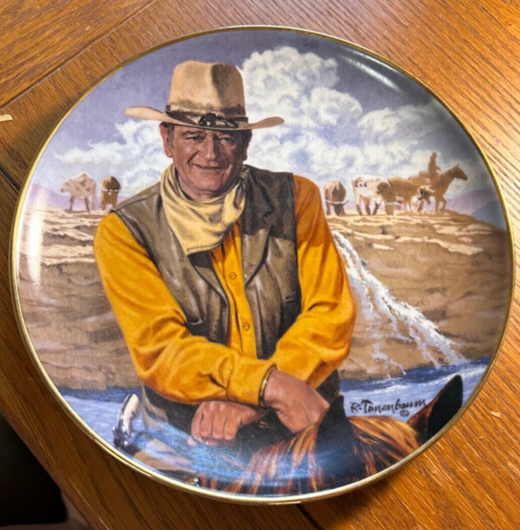 Franklin Mint Limited Edition John Wayne Collector Plate RUGGED HORSEMAN