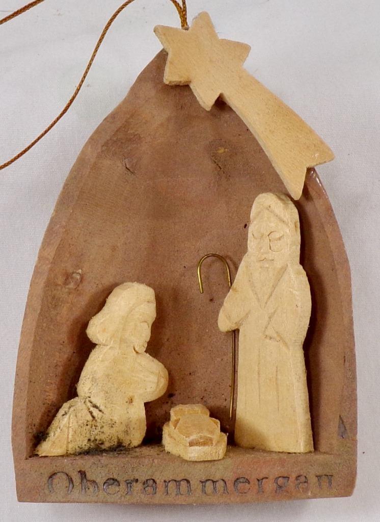 Nativity Scene Christmas Ornament Oberammergau Souvenir Wood Wooden #333