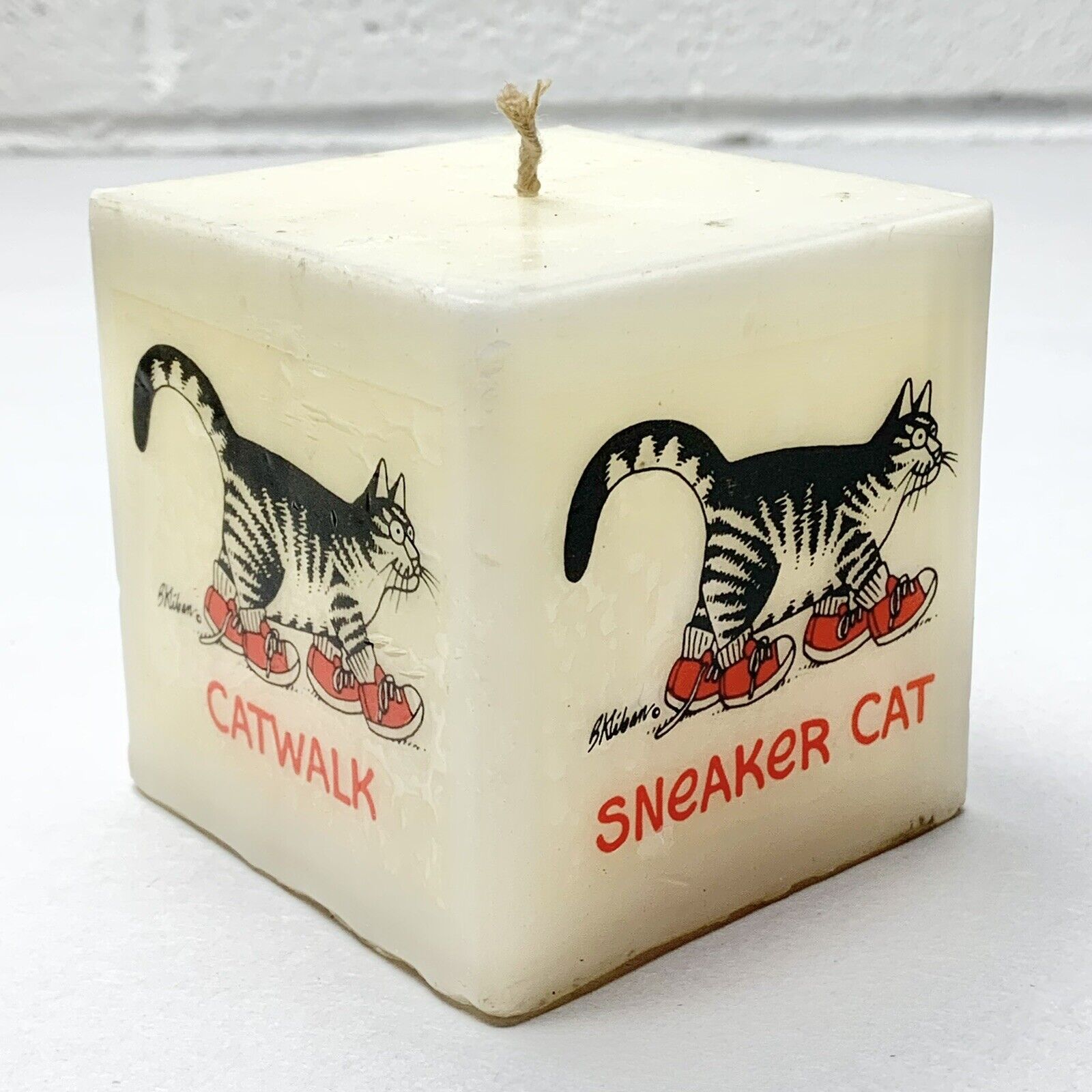 Vintage Kliban Cat Square Candle Different Graphic On Each Side UNBURNED 80s