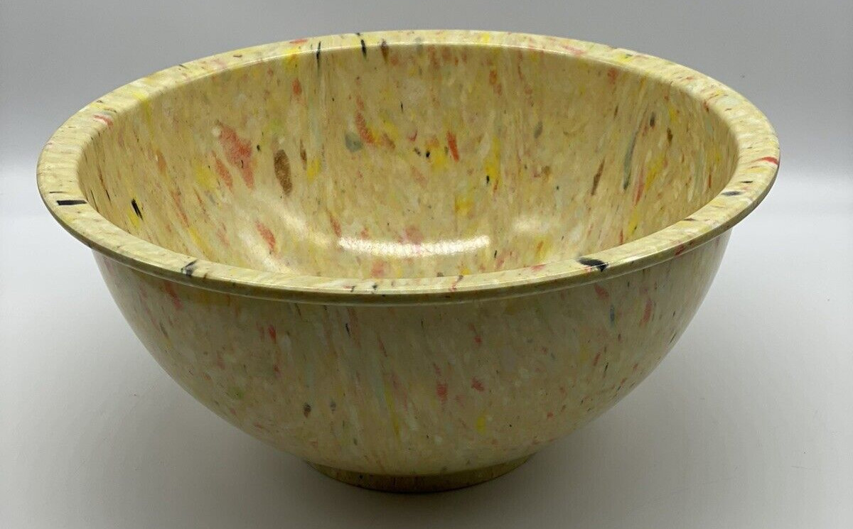 Vintage TEXAS WARE Melmac CONFETTI MIXING BOWL No. 125 YELLOW RED SPECKLED BLACK
