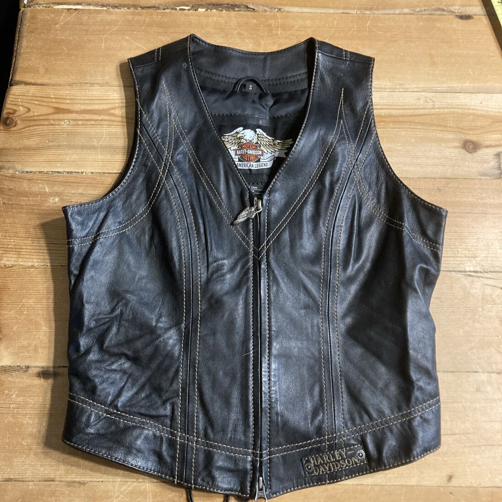 Harley-Davidson Black Leather Riding Vest/RN 103819/CA 03402/Womens Small