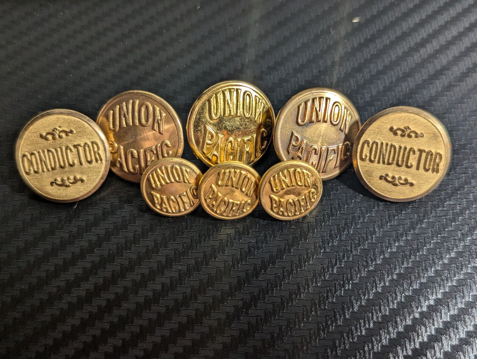 Lot of Union Pacific Railroad Uniform Buttons with Conductors Vintage A3