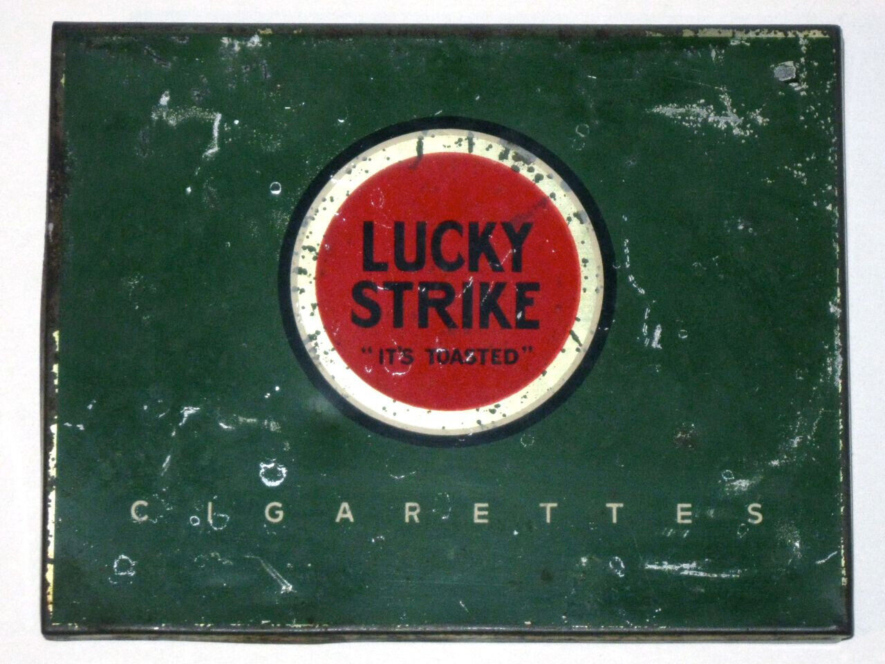 Vintage 1920s-1930s LUCKY STRIKE Cigarettes Hinged IT\'S TOASTED Advertising Tin