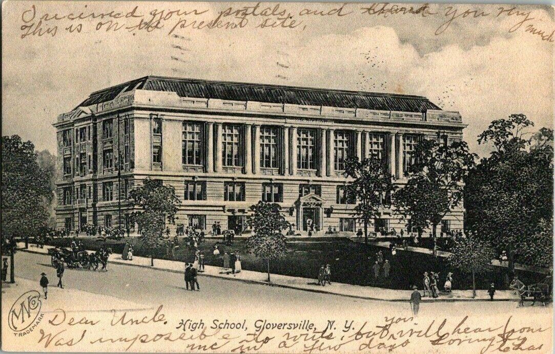 1907. GLOVERSVILLE, NY. HIGH SCHOOL. POSTCARD MM3