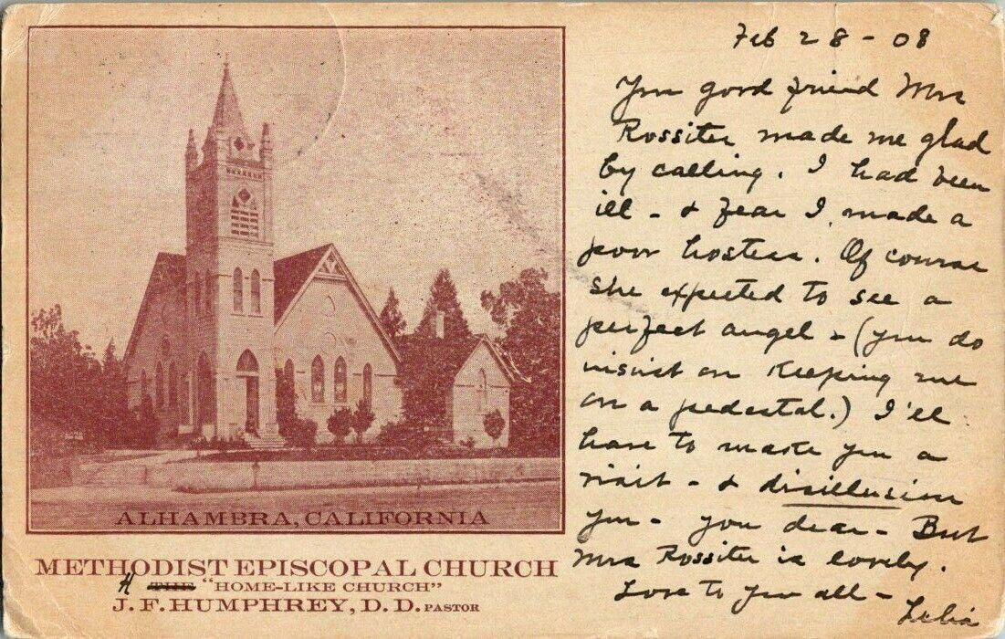1903. ALHAMBRA,CA. METHODIST EP. CHURCH. POSTCARD GG12