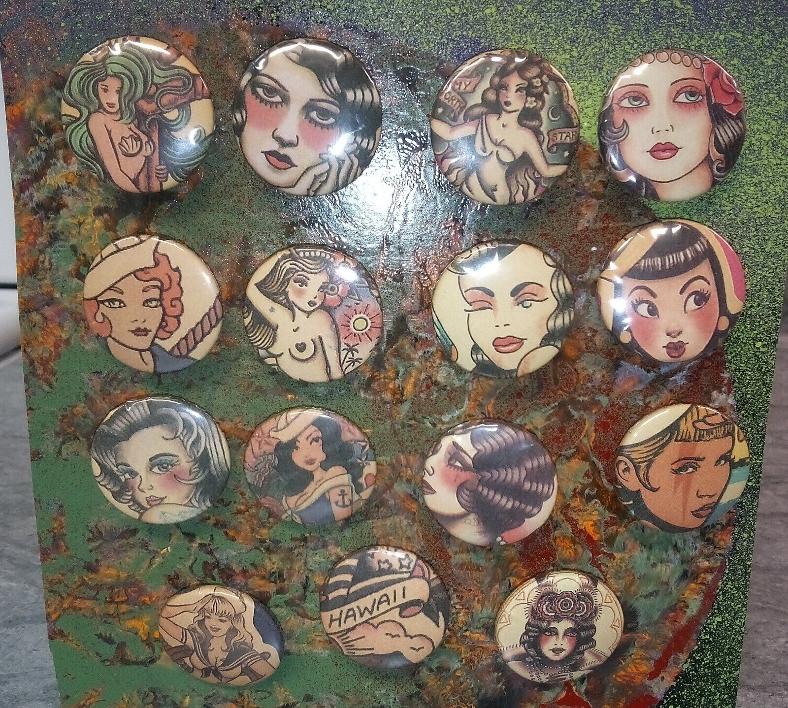 Sailor Jerry style tattoo pin up  set of 15 1