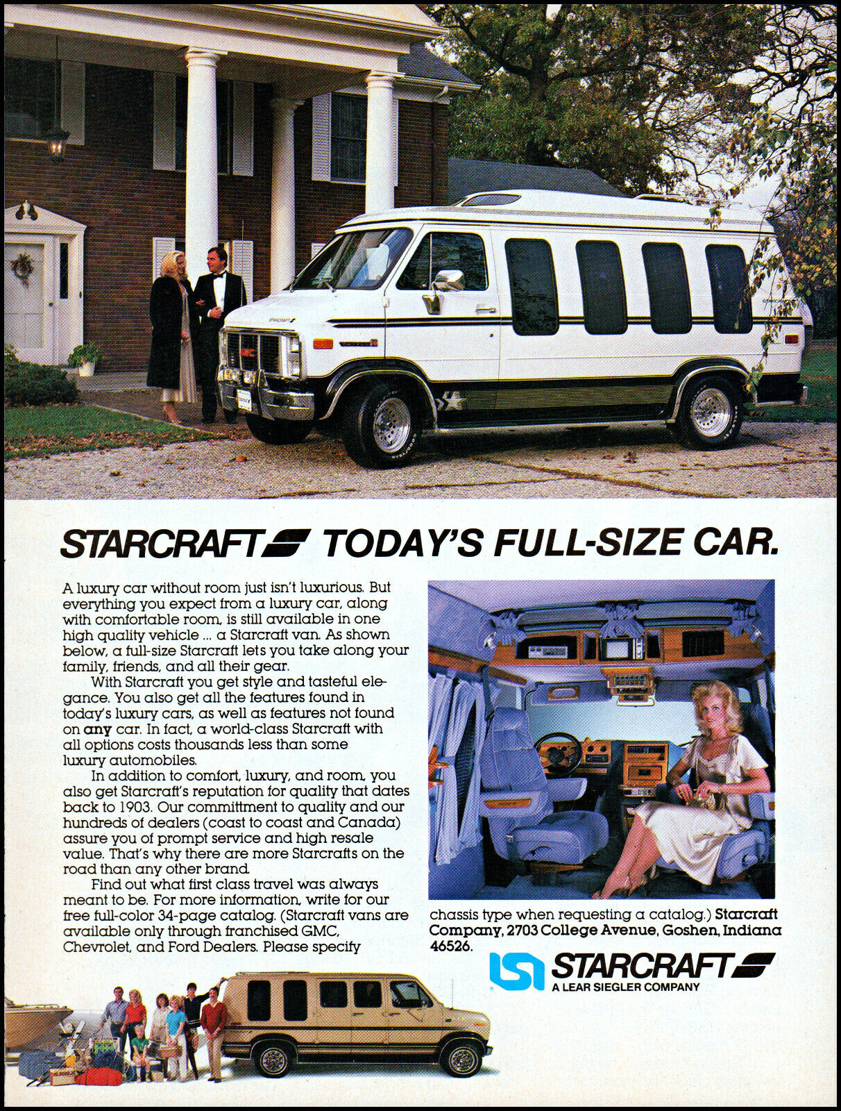 1985 Starcraft Vans luxury vehicle elegant couple retro photo print ad S21