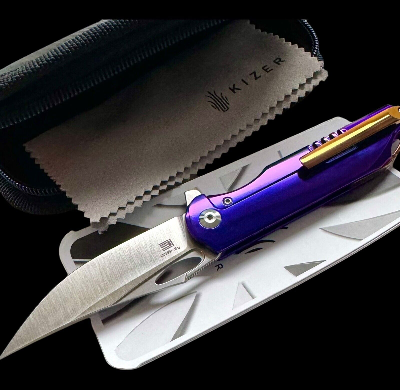 Kizer Assassin Folding Knife S35VN Blade Custom Anodized Titanium Handle