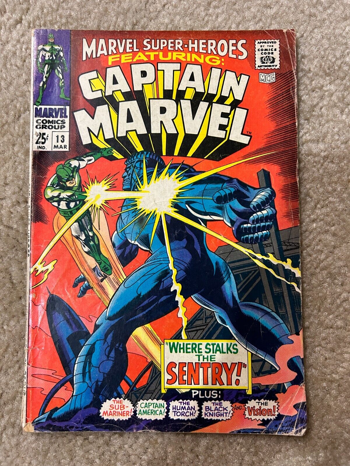 MARVEL SUPER HEROES Featuring Captain Marvel #13 GDVG 1968 1st Carol Danvers