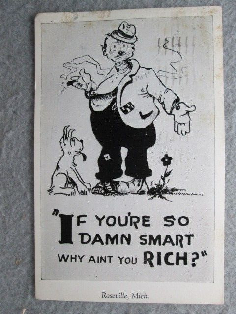 If You\'re So Damn Smart Why Ain\'t You Rich, Roseville, Michigan, Postcard 1948