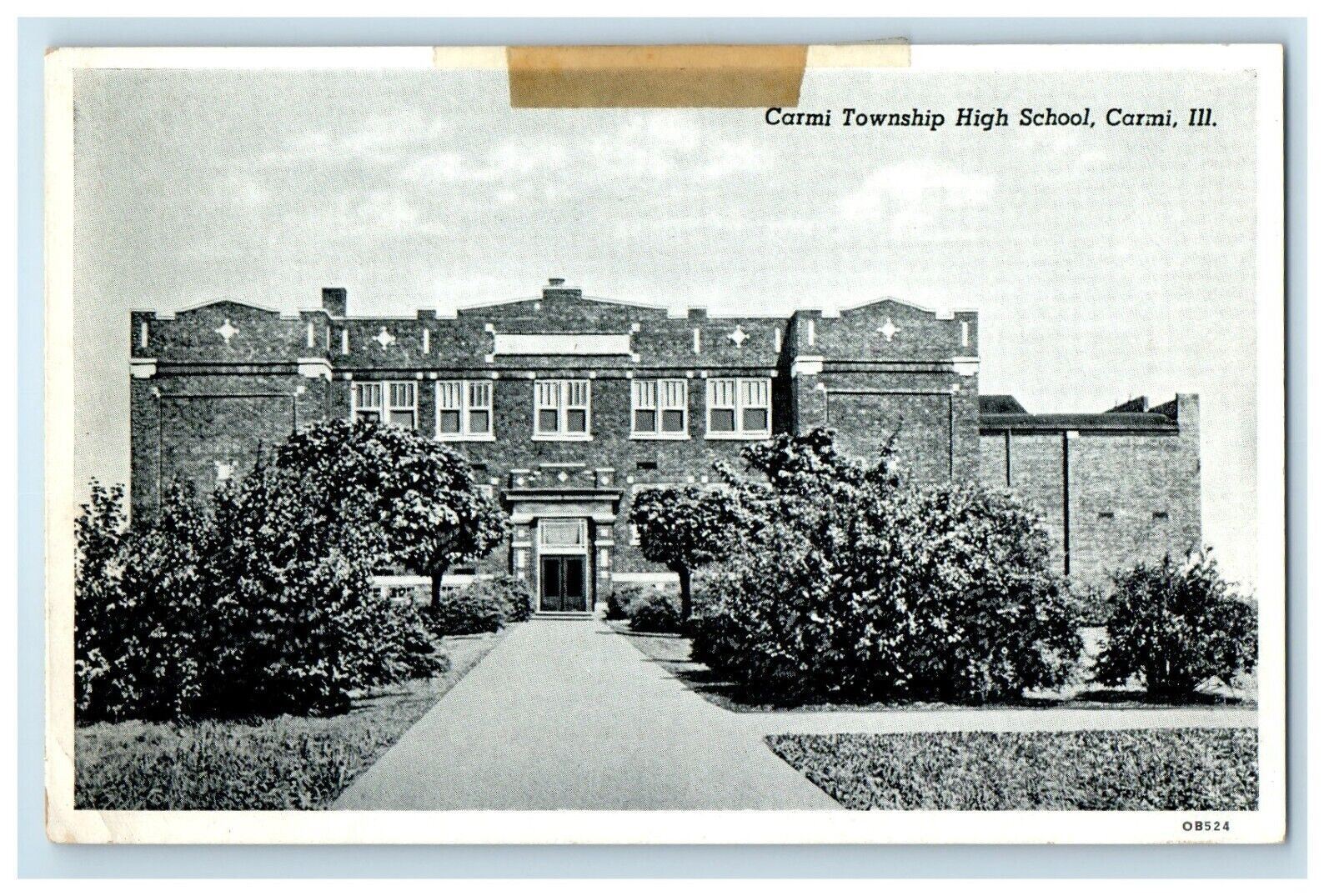 c1930's Carmi Township High School Building Cami Illinois IL Vintage Postcard
