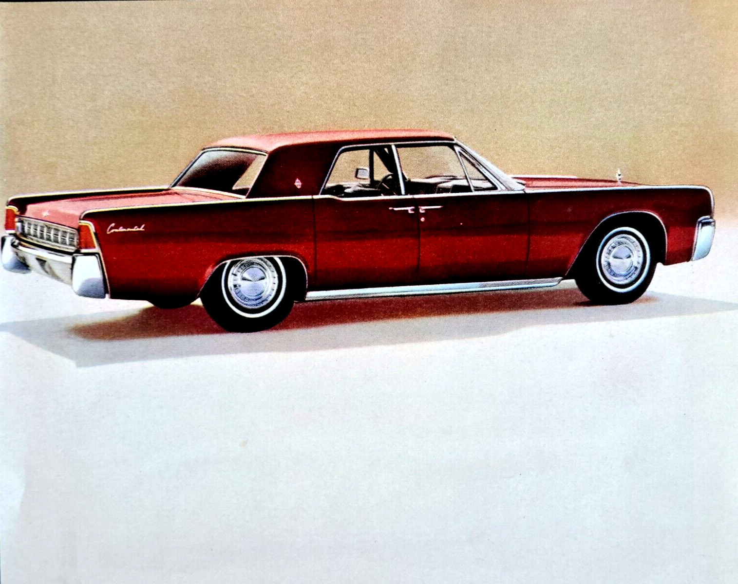 Red Lincoln Continental Original 1963 Vintage Print Ad