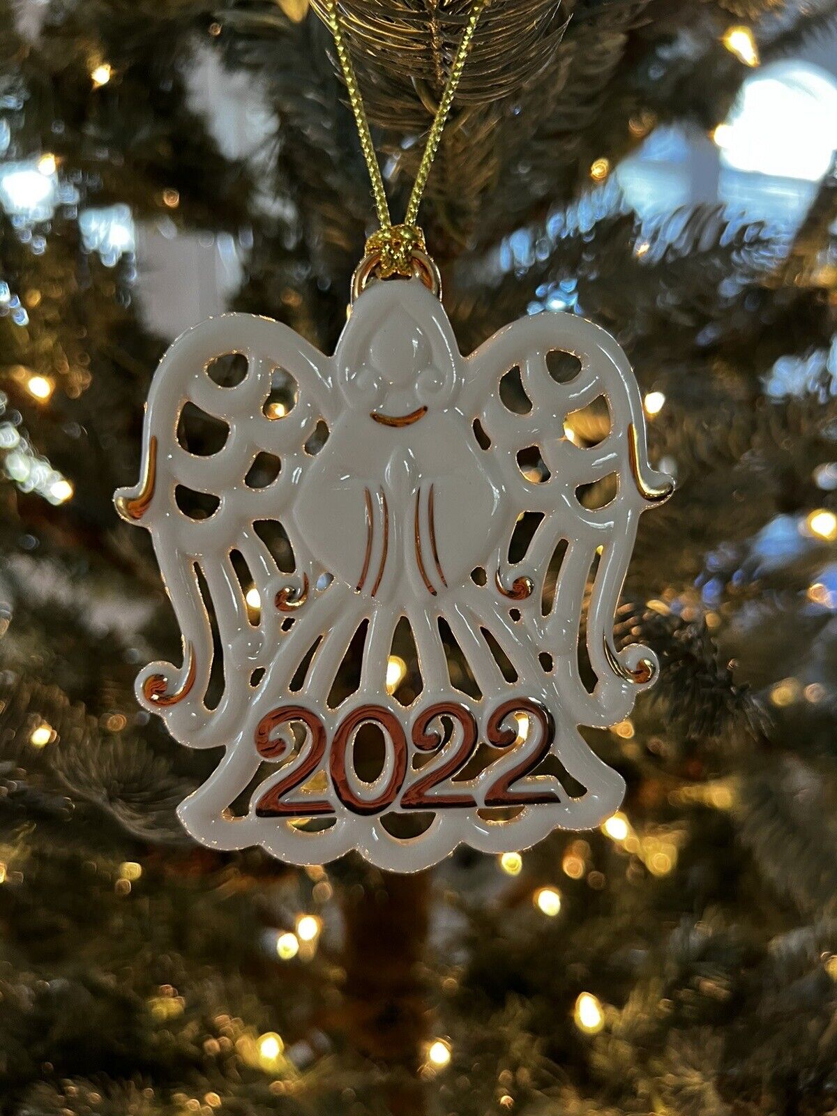 Lenox Pierced Angel 2022 Porcelain Ornament.