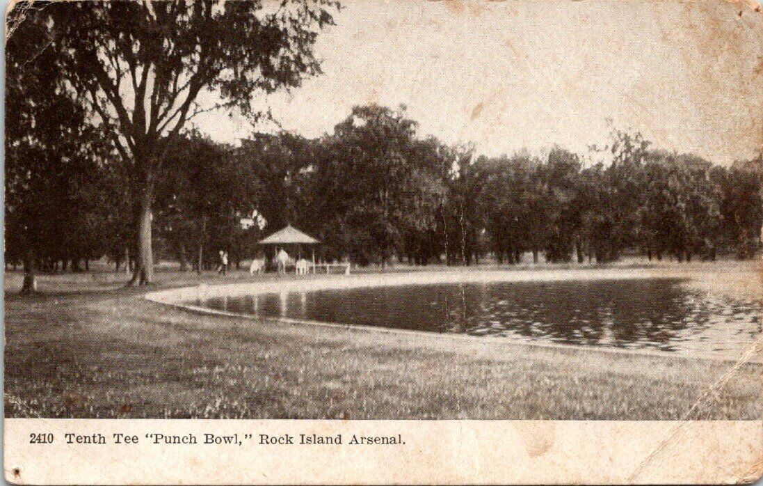 1907 Golf Course Tenth Tee Punch Bowl Rock Island Illinois Vintage Postcard