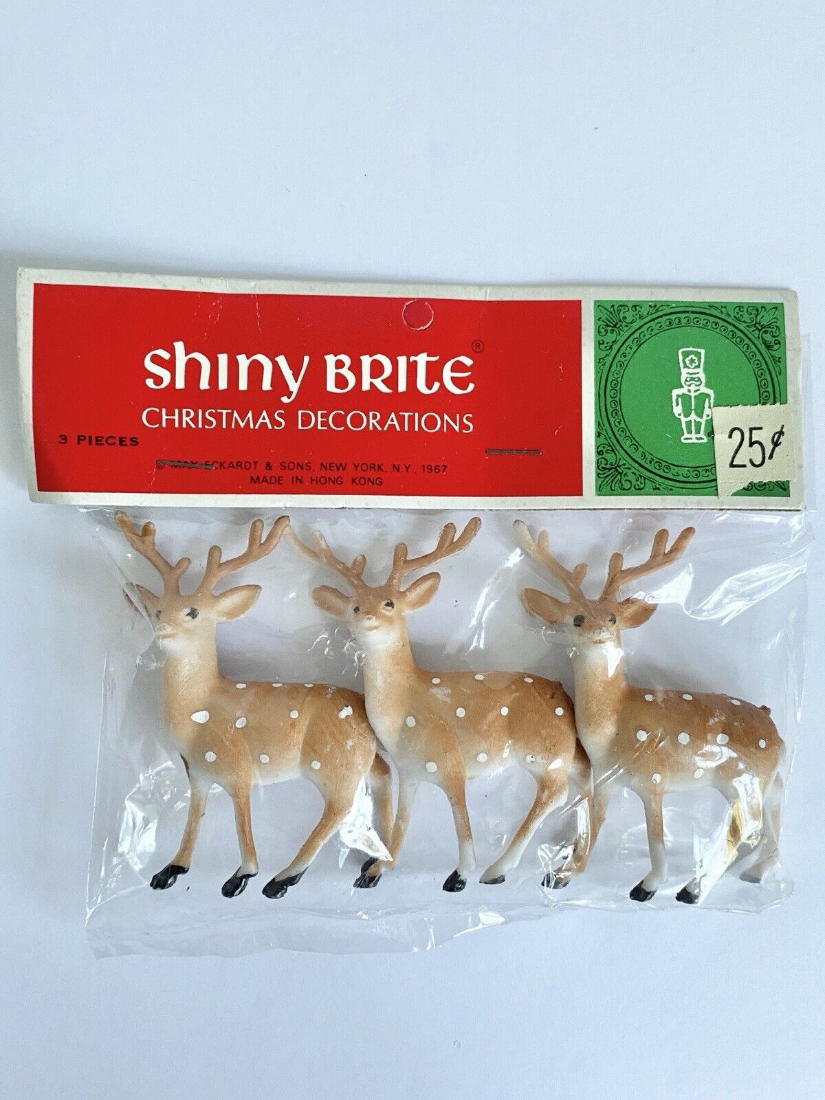 Vintage Shiny Brite Reindeer Deer Made In Hong Kong Original Packaging