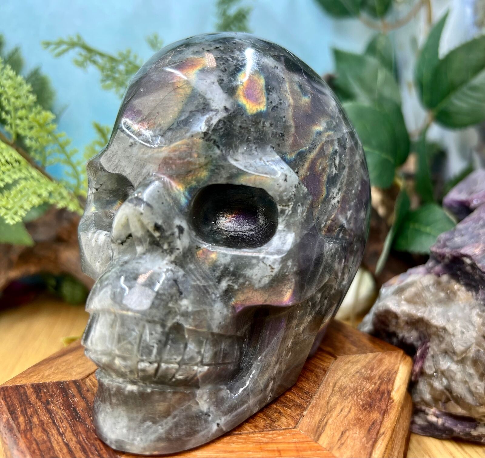Large Purple Labradorite Skull Crystal Skull Carving Australian Seller