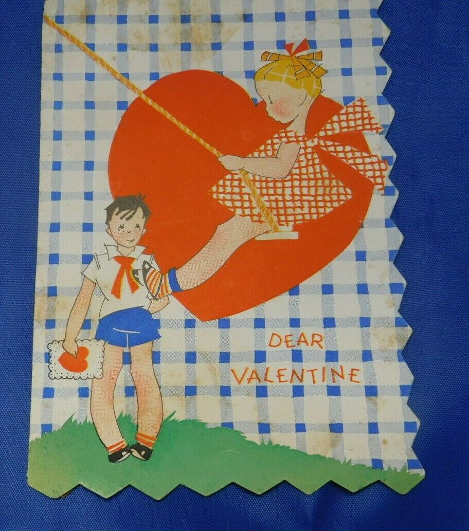 Vintage 1920/30's Valentine Girl on Swing Unsigned C220