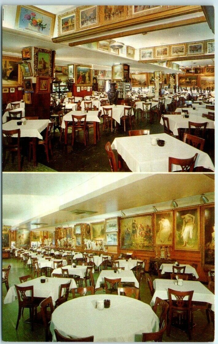 Postcard Interior Views Showing Paintings - Haussner\'s Restaurant - Maryland
