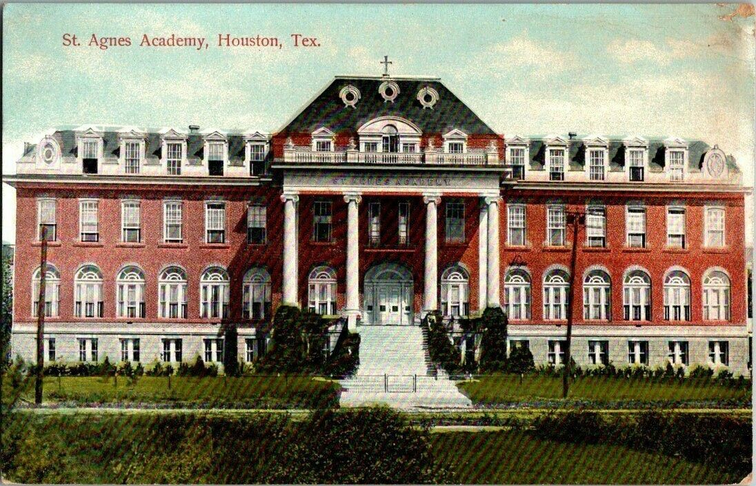 1908. HOUSTON, TX. ST AGNES ACADEMY. POSTCARD. 1A29