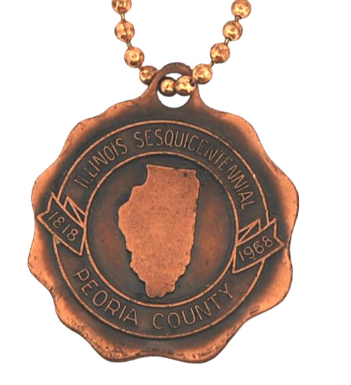 VTG 1818 - 1968 Illinois Sesquicentennial Peoria County Metal Keychain