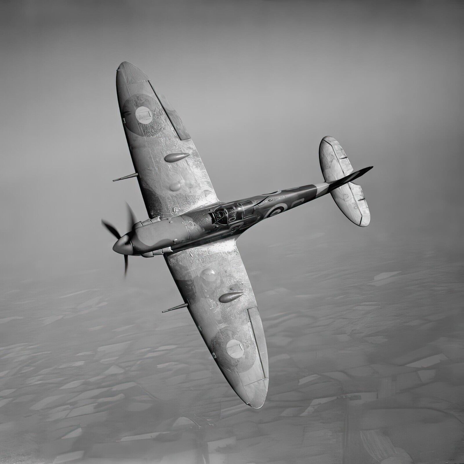 WW2 WWII Photo British  Spitfire in Flight Royal Air Force World War Two / 5484