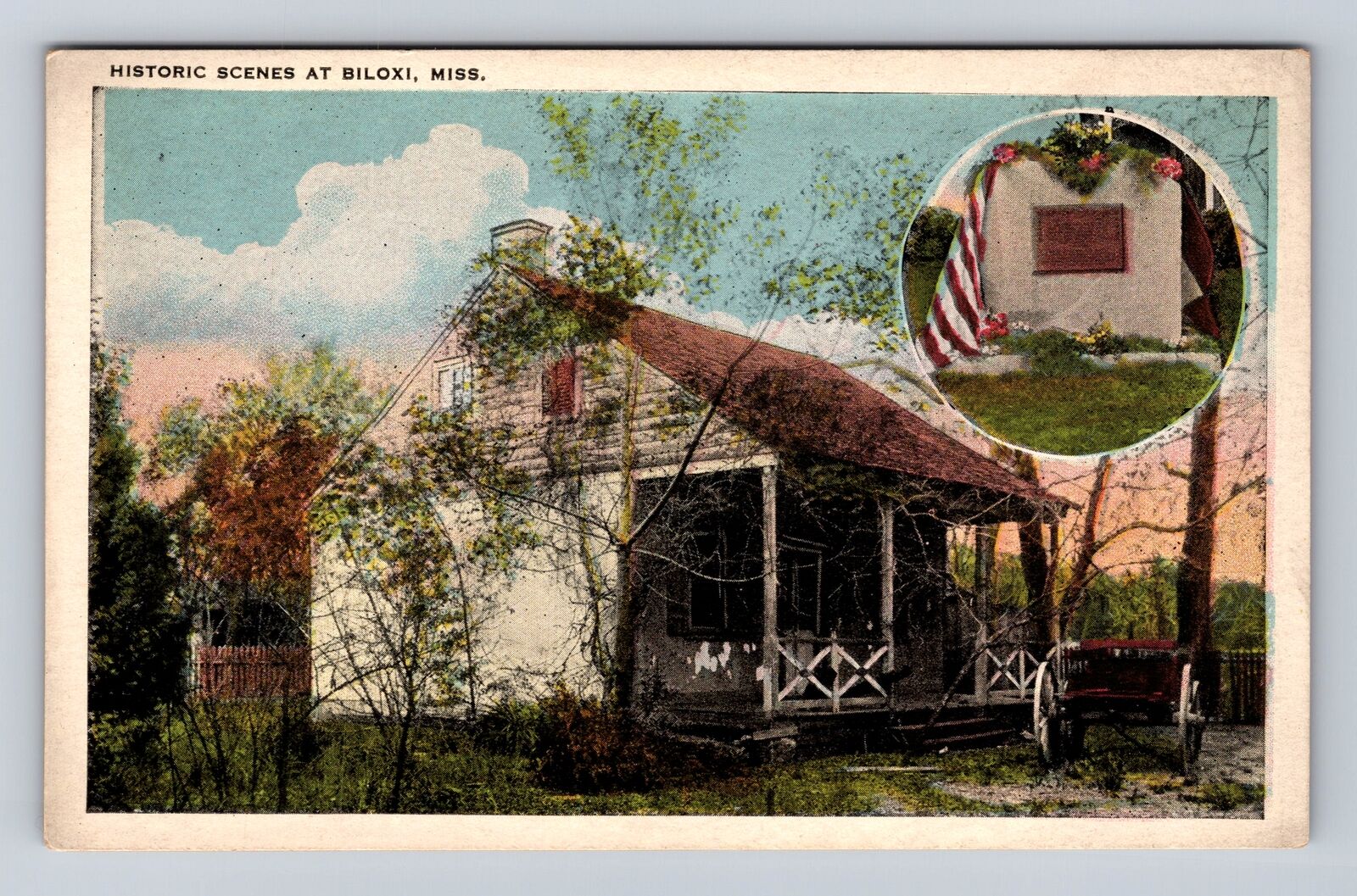 Biloxi MS-Mississippi, Marker d'Lberville Landed in Back Bay, Vintage Postcard