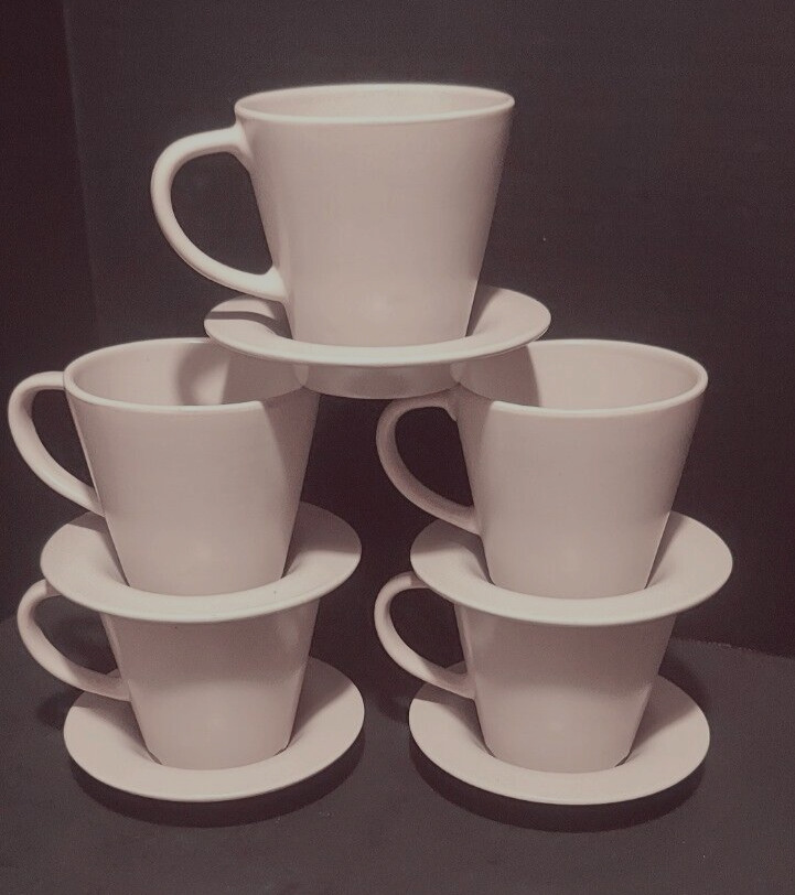 IKEA of Sweden Small Coffee Cup & Saucer 120-11 (Set of 5) Off white color
